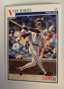 1991 Von Hayes LF Score Philadelphia Phillies Baseball Card #426 VG - Picture 1 of 4