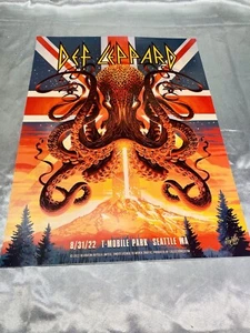 NEW Def Leppard 24x18 Concert Band Tour Poster 2022 Seattle OCTOPUS KRAKEN RARE - Picture 1 of 11