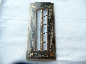 importante boucle ceinture ancienne en métal et émail époque 1900 - Imagen 1 de 5