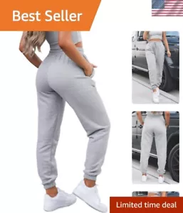 Womens High Waisted Sweatpants Drawstring Jogger Sweat Pants Cinch Bottom Wor... - Picture 1 of 6