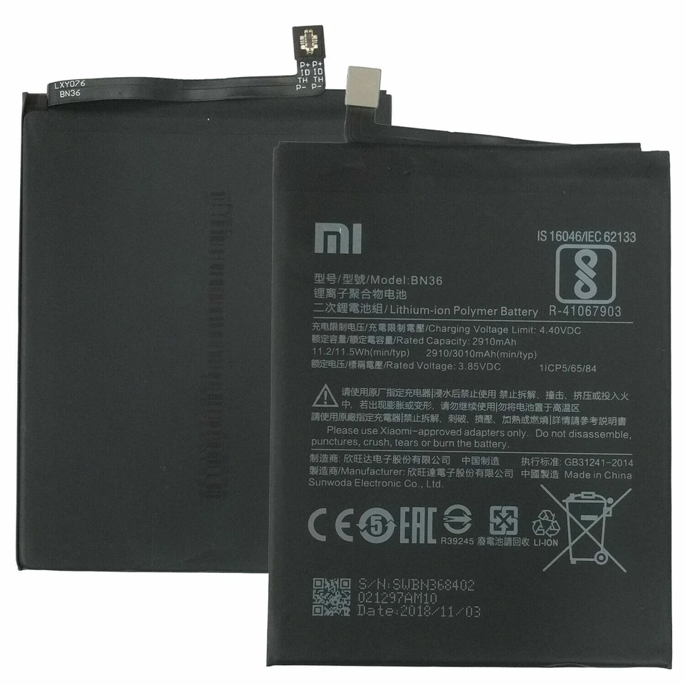 XIAOMI Batteria originale BN36 Per MI 6X A2 3010mAh Pila Ricambio Nuova Litio - Imagen 1 de 1
