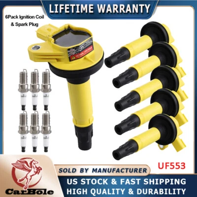 6X Ignition Coil+Spark Plug Pack UF553 For 2008-2016 Ford Edge SEL Limited 3.5L - Image 1 of 4