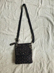 Fossil Signature Brown Black Crossbody Shoulder Bag Purse - Picture 1 of 12