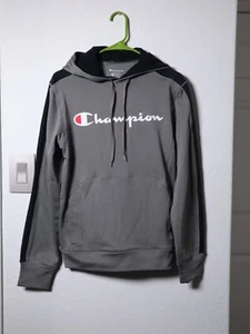 S Grey & Black Champion Sweater w Hoodie - Picture 1 of 7