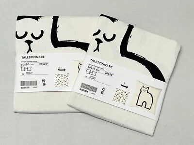 Ikea TALLSPINNARE Pillow cushion cover cat off-white/black 20x20" (2 Pack) - NEW - Image 1 of 2