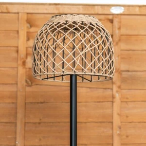 Solarbetriebene Natur Seil Stehlampe Außen Rattan Schirm Garten LED Beleuchtung - Bild 1 von 8