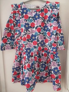 Girls Tea Collection Dress Drop Waist Cotton Floral School Play Flower Size 8 - Picture 1 of 3