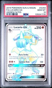 LUCARIO GX SV64/SV94 | PSA 10 | Hidden Fates Shiny Graded Pokémon Card - Picture 1 of 2