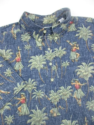 Mens XL Reyn Spooner Eddy Y Shirt hawaiian hula girl blue inside out pop over - Image 1 of 4