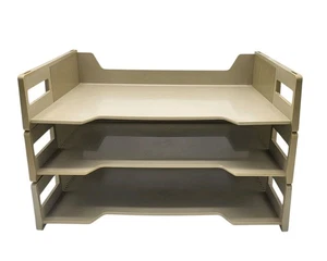 Eldon Office Products 1960’s 3-Tier File Paper Holder Beige Tan Plastic Vtg 1969 - Picture 1 of 14