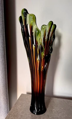 Vintage UdSSR Mid Century Kunst Glas Vase Schreibtisch Space Age Dekor SPLASH... - Bild 1 von 4