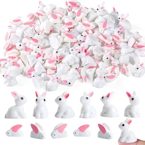 OZIO 100Pcs Rabbit Miniature Figurines Easter Bunny Mini Resin Rabbits, Minia... - Picture 1 of 7