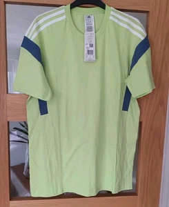 MENS SMALL SIZE ADIDAS 3 STRIPES TEE GREEN NAVY NEW WITH TAGS CHEST 40 INCHES - Picture 1 of 4