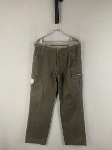 Napapijri Mens Crago Pants Size 2XL Olive Brown Cotton Straight Leg Button - Picture 1 of 18