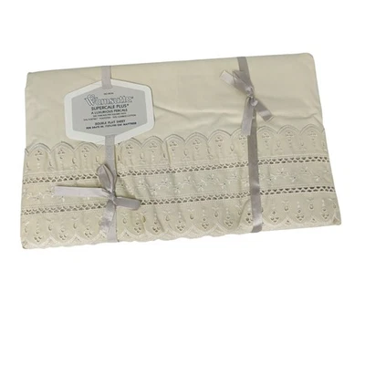 Wamsutta Supercale Plus Double Flat Sheet Cream Cottage Core 200 Threads No Iron - Image 1 of 4