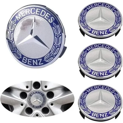 Blue Fit For Mercedes-Benz C350 Wheel Center Caps Emblem Rim Hub Cover Badge NEW - Image 1 of 4