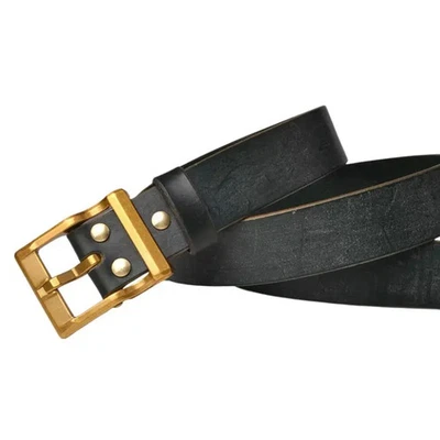 Cinturón de cuero de caballo 6ta generación hebilla de latón curtido vegetal grano completo 3,8 cm  Foto 1 de 4