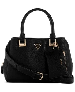 Guess Micaela Small Girlfriend Satchel Shoulder Bag Black Gold - Picture 1 of 5