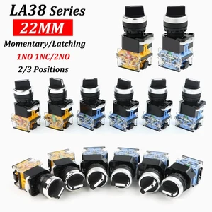 LA38 Rotary Switch 22mm Momentary/Latching 1NO 1NC 2/3 Positions Power Switch - Picture 1 of 17
