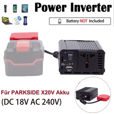 DEACKIMEI 200W Wechselrichter USB DC18V to AC 240V Spannungswandler Für Parkside X20V Akku