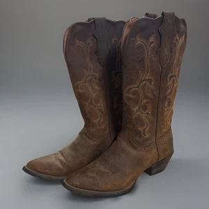 Justin Boots Women’s Size 6.5B Brown Leather Embroidered Western Cowgirl L2551 - Picture 1 of 8