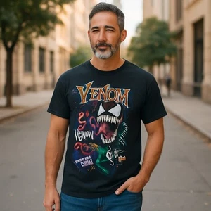 2000s Y2K Marvel Venom Symbiote Comic Book Art Mad Engine T-Shirt-Black-X-Large - Picture 1 of 6