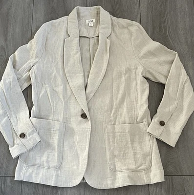 Chaqueta Blazer Ana Botón Único Mujer Pequeña Avena Mezcla Lino Costera Foto 1 de 4