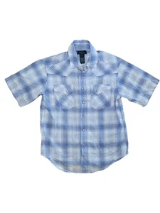 Jungen 10-12 Perlen Druckknopf Polo von Ralph Lauren weiche Baumwolle blau kariert - Bild 1 von 5