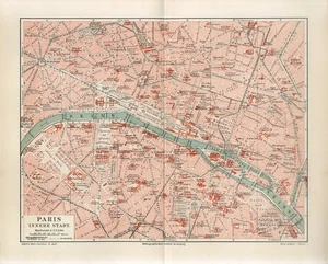 Mapa antiguo de la ciudad de Francia París 1897 - Imagen 1 de 1