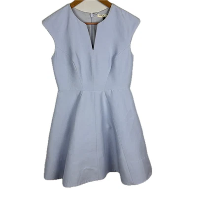 Mini Vestido Halston Heritage Para Mujer Calce y Acampanado Algodón y Seda Talla 2 Azul Cóctel Foto 1 de 4