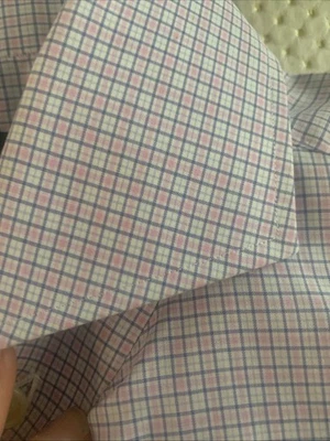Camisa puño de lujo Finamore 1925 Napoli hecha a mano rosa guinga 16,5 Foto 1 de 4