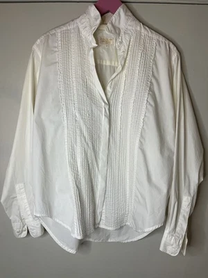 Top vintage años 90 John Henry para mujer talla 8 azul y blanco a rayas abotonadas L/S Foto 1 de 4