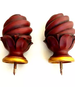 Cassidy West Drapery Medallions Curtain Rod Ceramic Sets Of 2 Burgundy - Picture 1 of 2