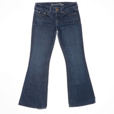 american eagle womens ae77 flare jeans 4 dark wash denim stretch hemmed 27x27