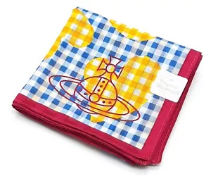 Vivienne Westwood Baumwollschal Einstecktuch Herzmotiv Karomuster blau - Bild 1 von 6