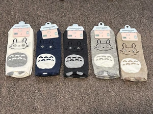 5 Pairs Totoro Ankle Socks 34-39 cm Multicolor Womens Kids White Grey Beige - Picture 1 of 5