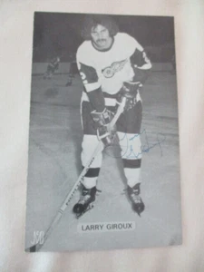 Postal de colección autografiada de Larry Giroux JD McCarthy de los años 70 Detroit Red Wings - Imagen 1 de 3
