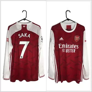 Saka #7 Arsenal 2020/21 Large Ls Home Football Shirt BNWT Fh7814 - Picture 1 of 24