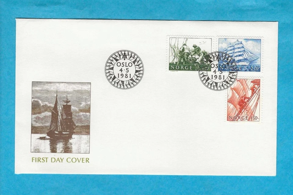 NORWAY - 1981 SAILING SHIPS FDC - SG 877-879 - N168e - Image 1 of 1