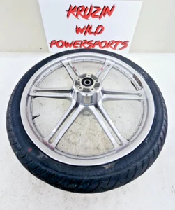 2003 HARLEY SOFTAIL DEUCE 21x2.15 Chrome Front Wheel Rim Tire Slotted 6 Spoke - Picture 1 of 14
