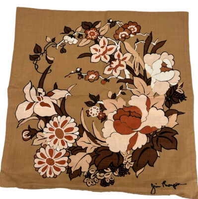 Funda de almohada cuadrada 100 % seda tailandesa firmada vintage por Jim Thompson 15" - dorada floral Foto 1 de 4