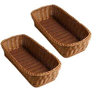 2pcs Imitation Rattan Cutlery Storage Baskets Sundries Basket Spice Bottles - Picture 1 of 12