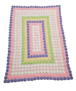 Crocheted Pastel Afghan Blanket Handmade Baby Gift  - Picture 1 of 3