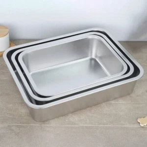 Lavabo Quadrato in Acciaio Inox Vassoi Per Servire Il Cibo Vassoio - Foto 1 di 12