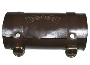 Vintage Brown Leather Tool Bag Roll With Vincent Logo Engraving Customized - Picture 1 of 4