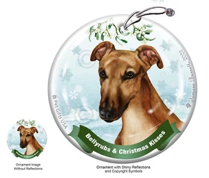 Bellyrubs & Kisses Ornament - Fawn with Mask Greyhound - Picture 1 of 1