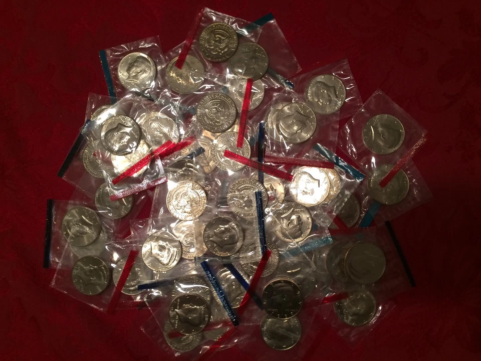 Kennedy half dollars in Mint Cello BU set 54 coins 1971-1999 P and D mints - Image 1 of 1