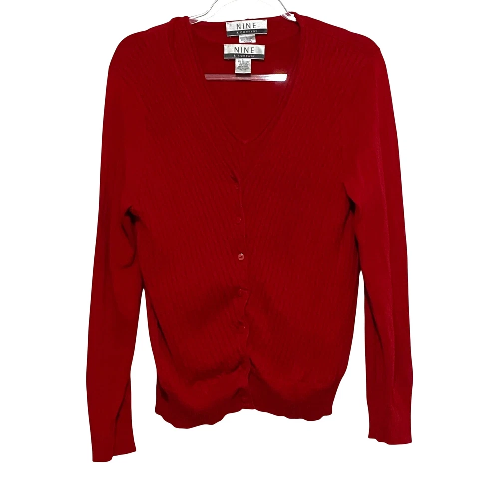 Conjunto Cárdigan Chaleco Tejido Vintage Mujer L Rojo San Valentín Navidad Vibrante Academia Foto 1 de 4