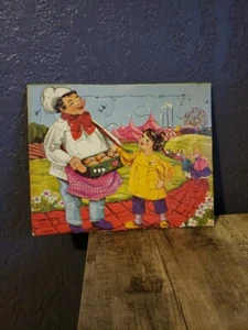1961 SIFO CO Cardboard Frame Tray Puzzles for Children, Baker at Fair, Vintage - Bild 1 von 5