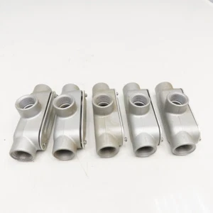 L.E. Mason Red O Dot 3/4" Conduit Body TEE Threaded Hub Lot Of 5 - Picture 1 of 4